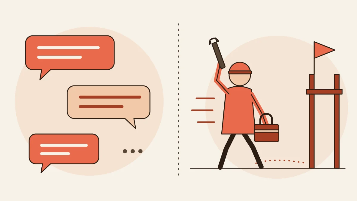 ai agent vs chatbot - a helper walking toward a goal