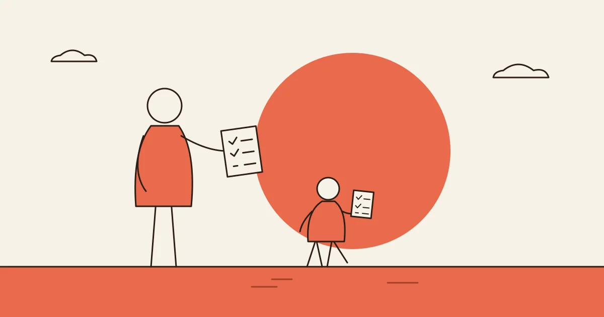 what AI agents do - a person handing a checklist to a helper who completes it