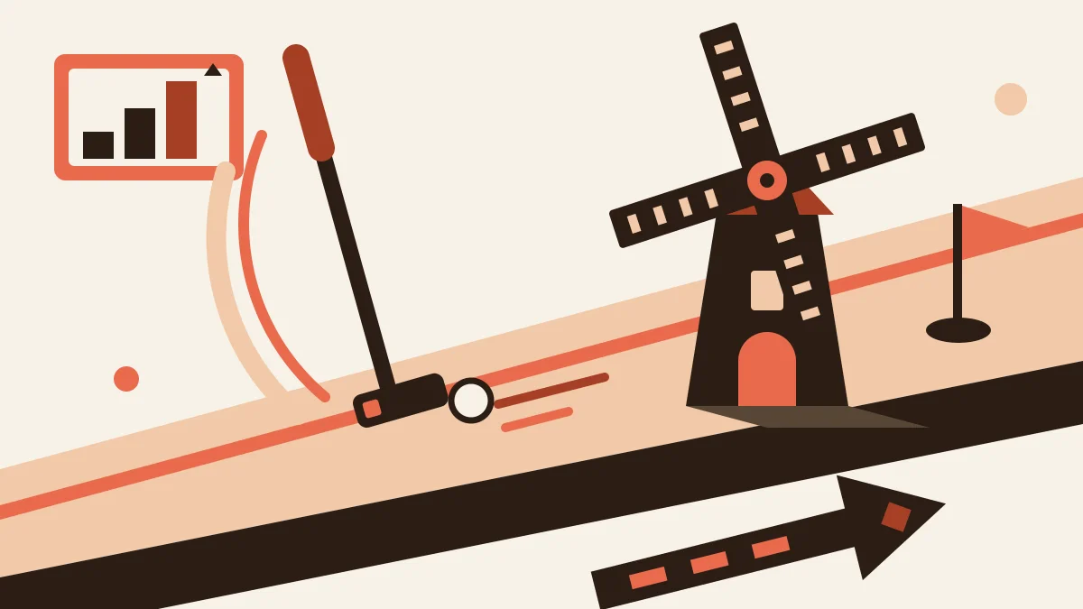 competitive first date - minigolf putter mid swing